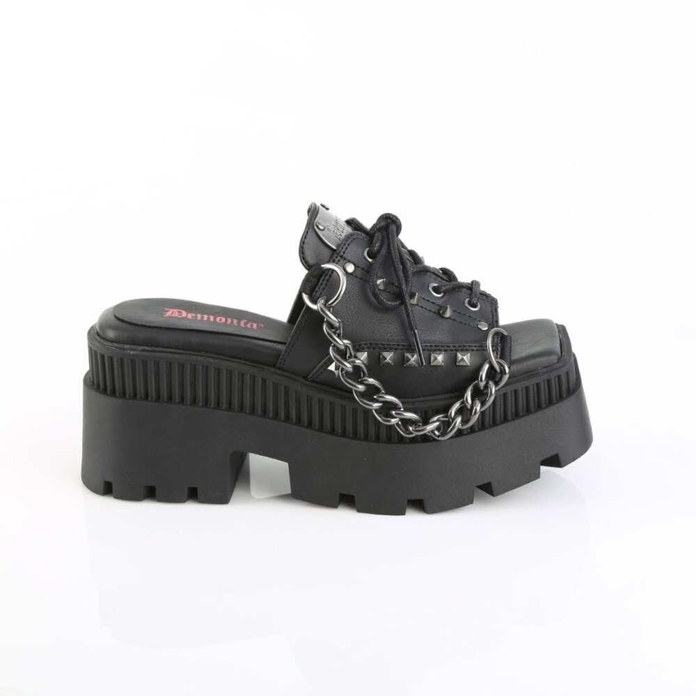Demonia Wrath-03 Black Platform Sandals - Picture 2 of 5